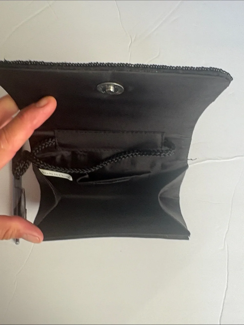 Bijoux Terner Black Sequin Clutch with Braided Strap